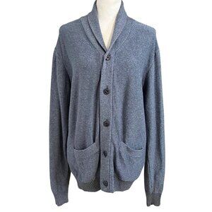 AIGLE MEN'S GREY 100% COTTON SHAWL LAPEL CARDIGAN - L